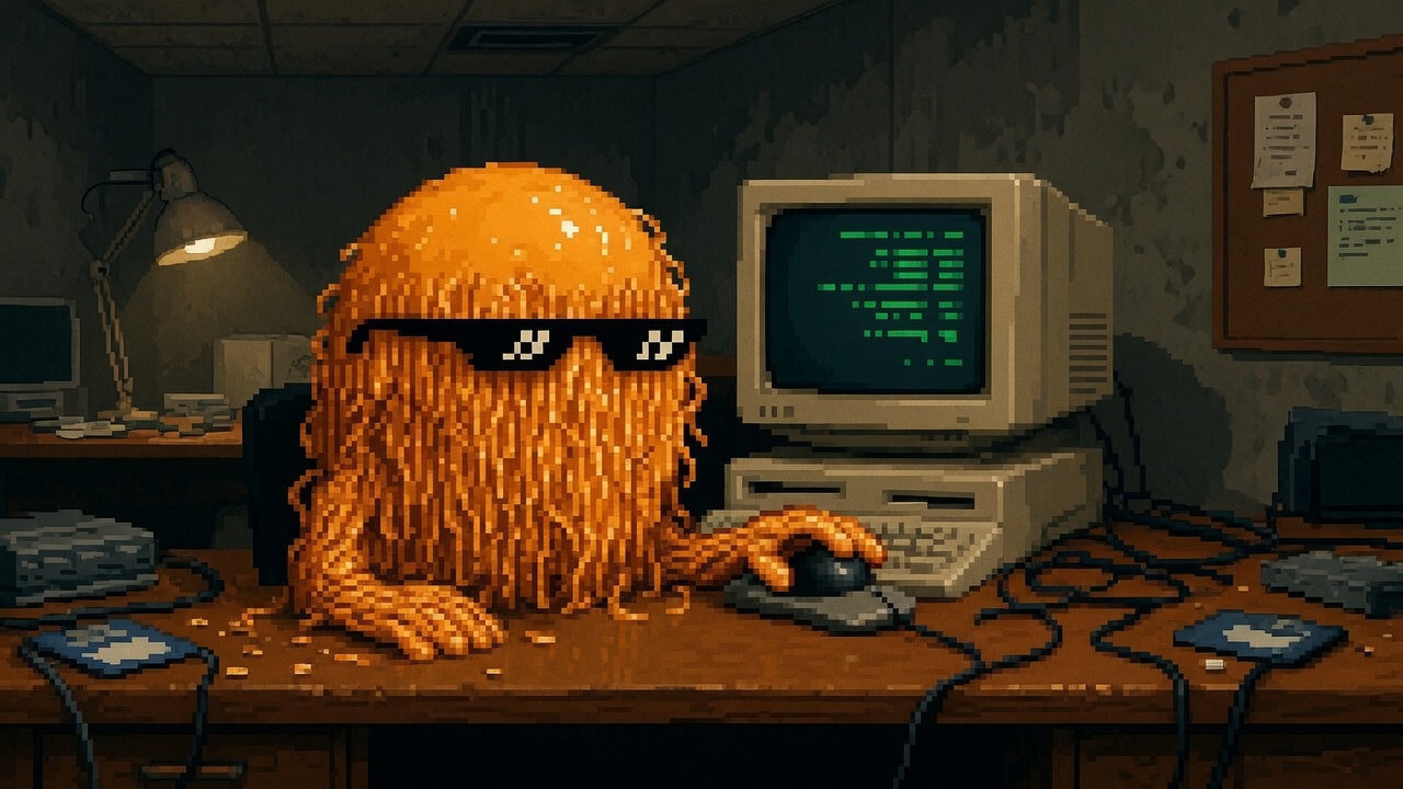 sad_pho at a retro PC with trackball mouse
